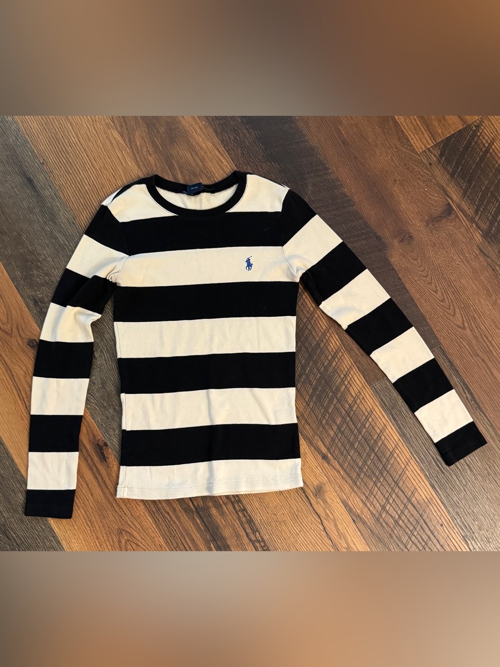 Polo by Ralph Lauren Black & Cream Striped Long-Sleeve Tee